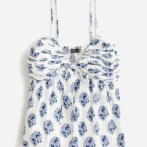 NWT J Crew Gathered Lurex Gauze Camisole in Floral Block Print, Size 8